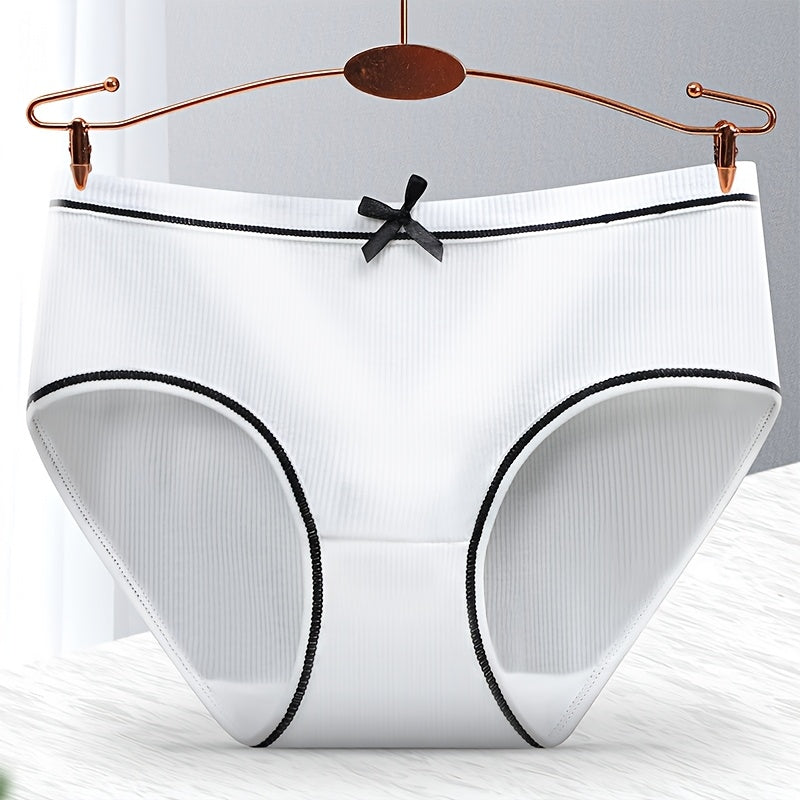 Girls' Twelve Pack Bow Briefs with Ribbed Texture and Contrast Trim in a Random Mixed Color Assortment