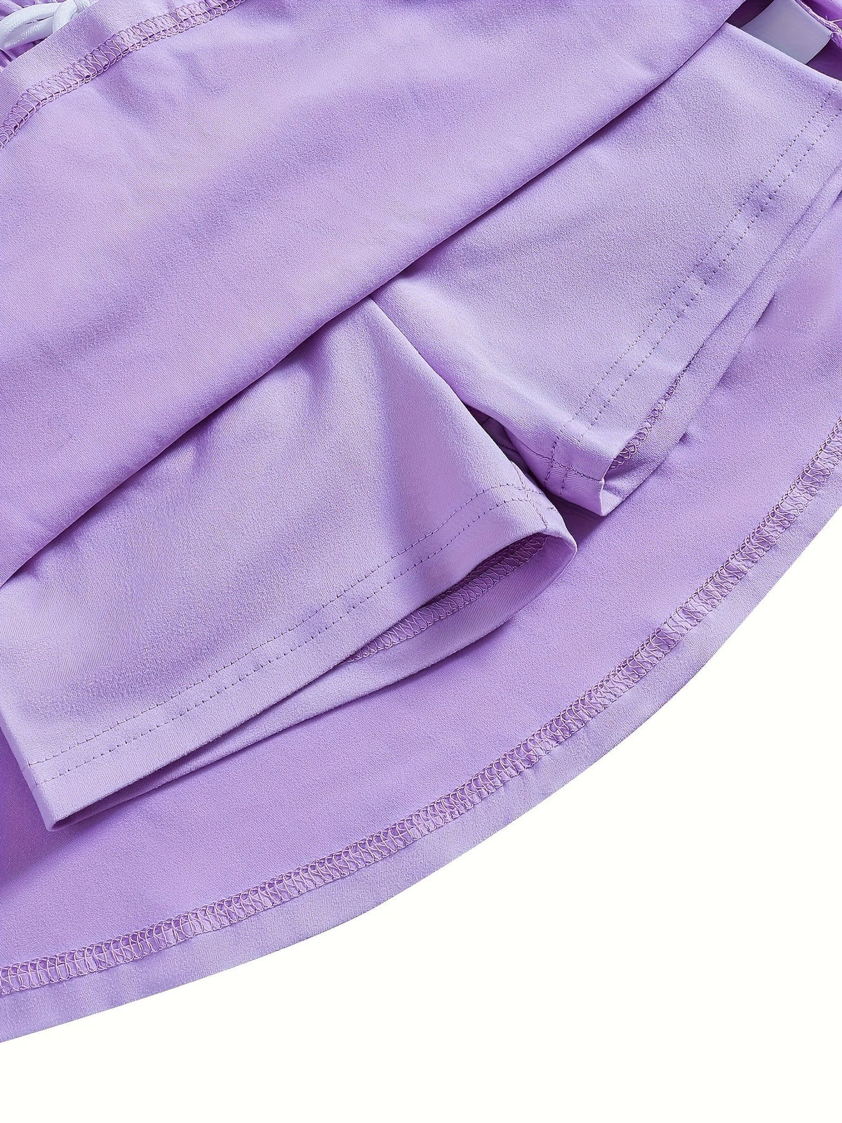 Girls Skorts Four-Pack with Inner Shorts and Drawstring Elastic Waists for Summer Everyday Outfits