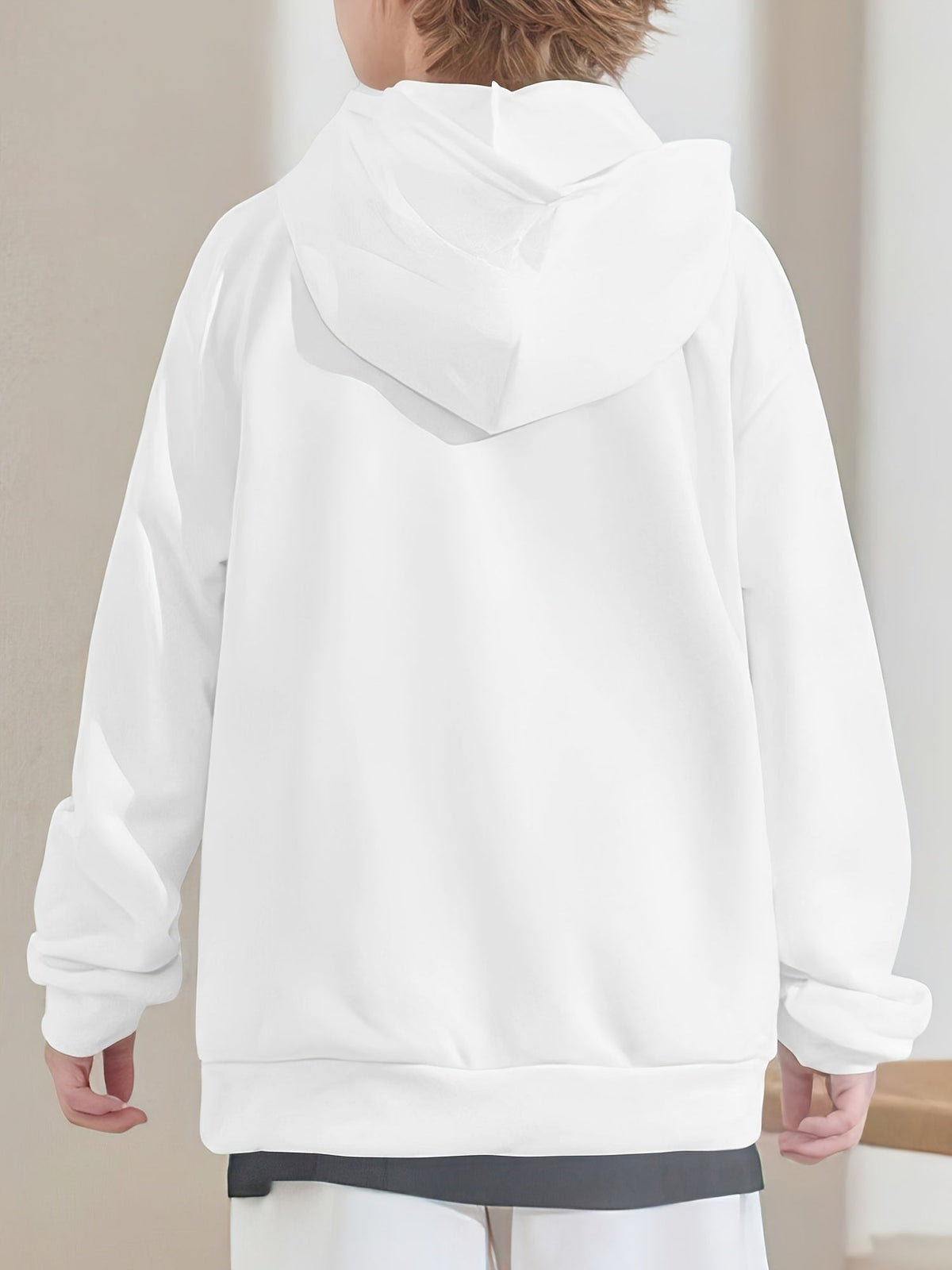 Girls' Graphic Pullover Hoodie with Long Sleeves and Ribbed Trim for Casual Outfits in One Random Design