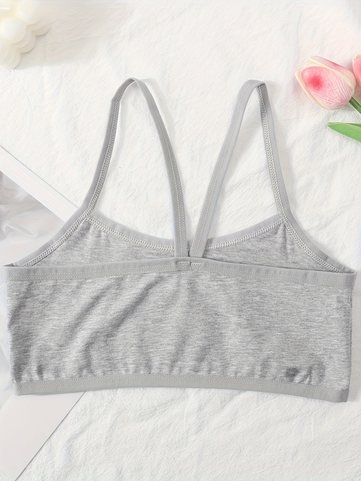 Girls' Training Bras 12-Pack in Assorted Solid Colors with Slim Shoulder Straps for Everyday Layering