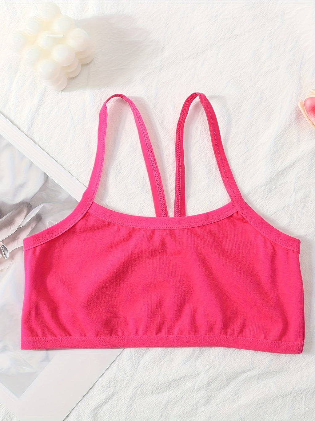 Girls' Training Bras 12-Pack in Assorted Solid Colors with Slim Shoulder Straps for Everyday Layering