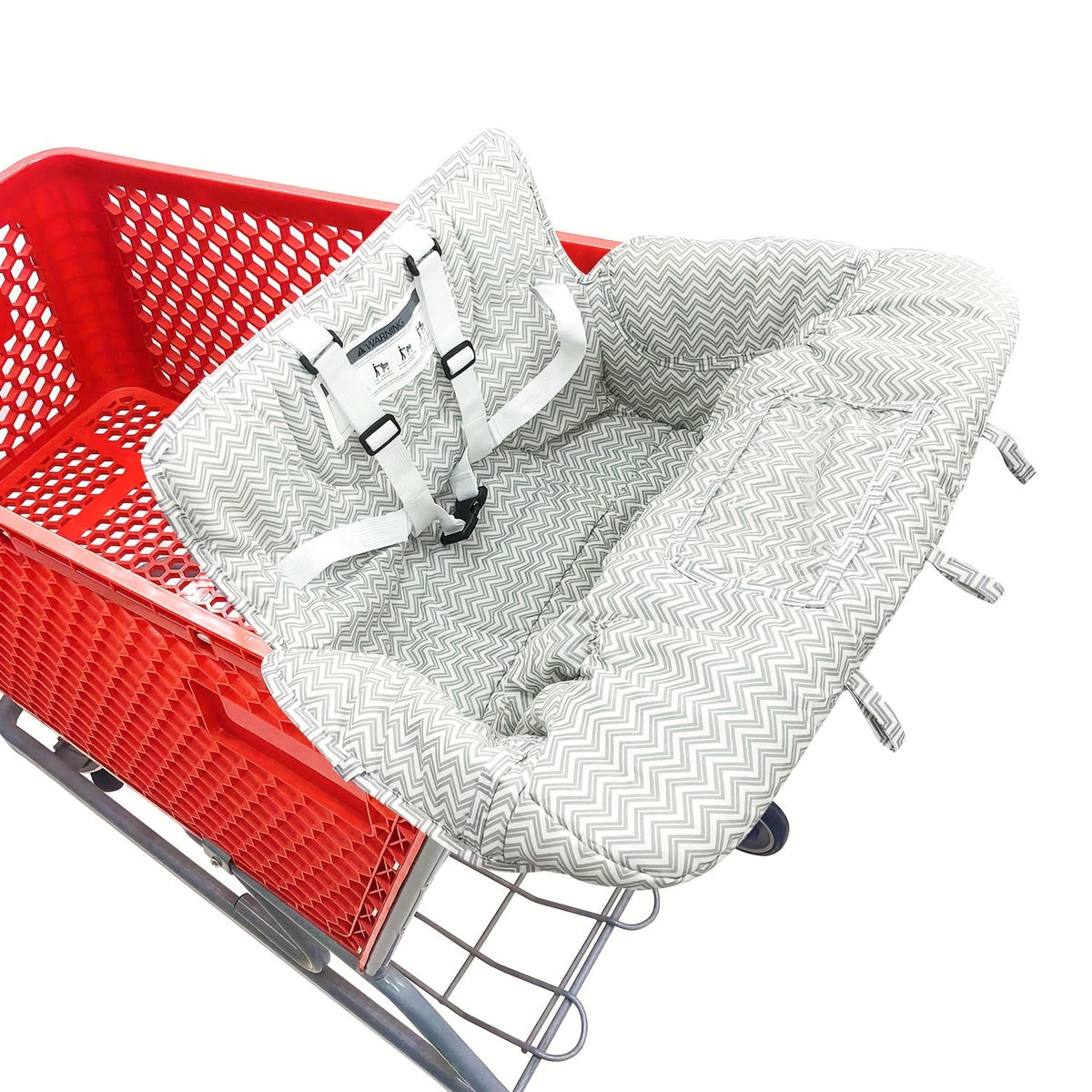 Thick Padded Baby Shopping Cart and High Chair Cover with Contoured Side Cushions and Patterned Fabric