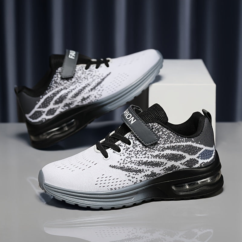 Kids' Athletic Sneakers with Adjustable Top Straps and Contrast Mesh Patterns for School and Play