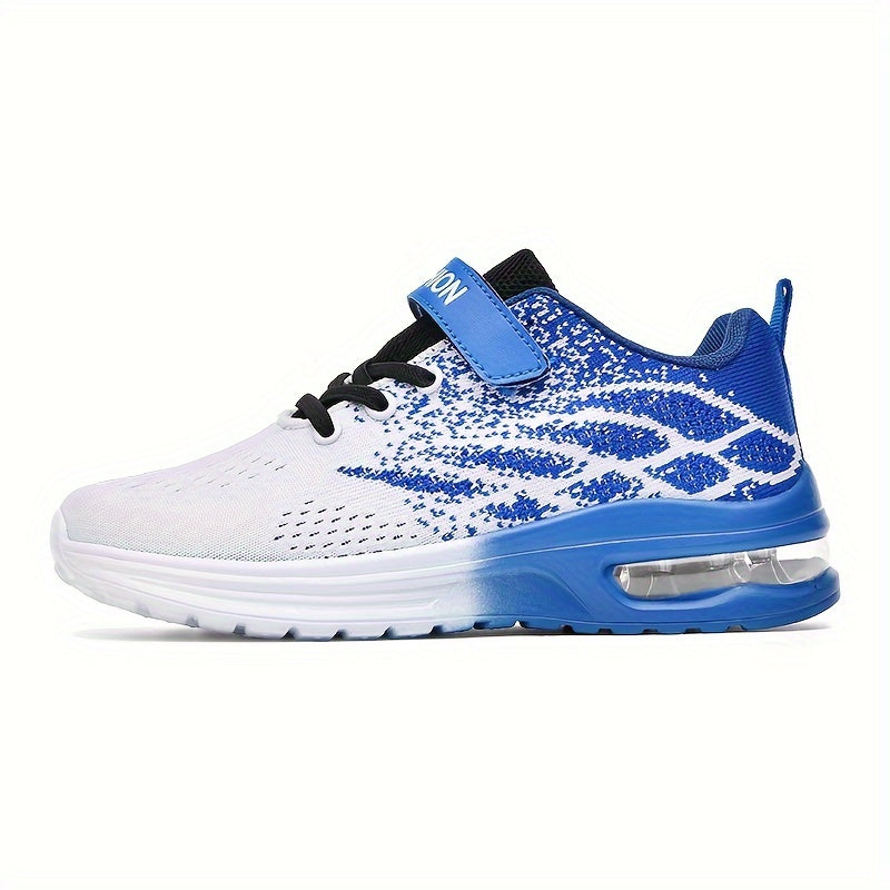 Kids' Athletic Sneakers with Adjustable Top Straps and Contrast Mesh Patterns for School and Play