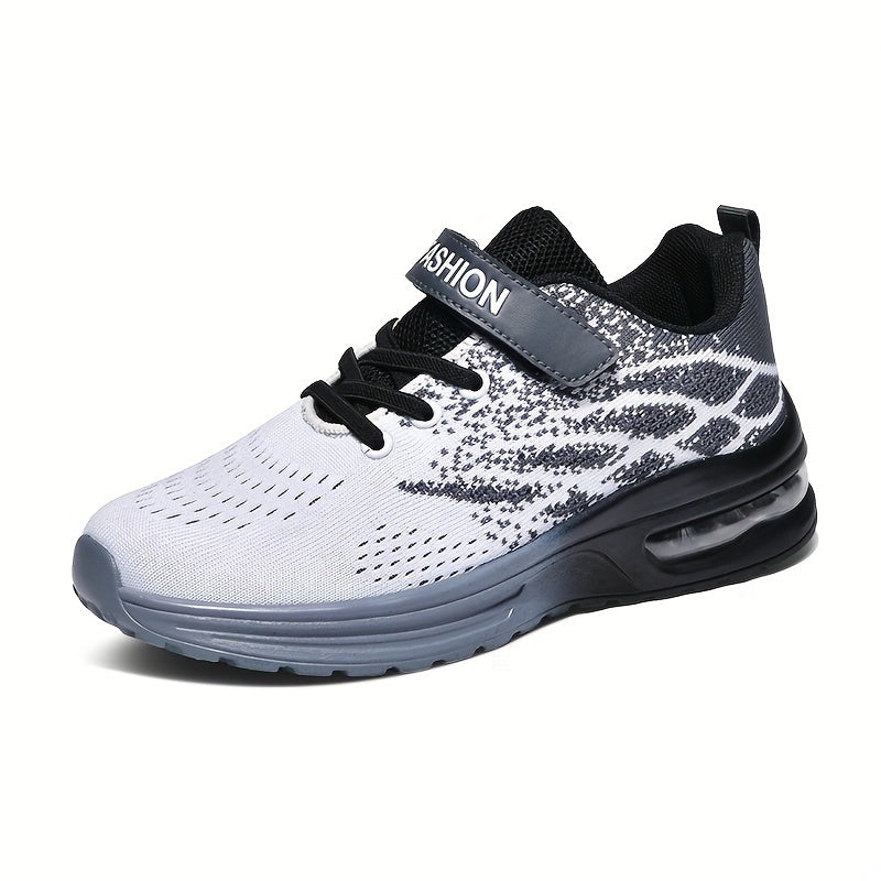 Kids' Athletic Sneakers with Adjustable Top Straps and Contrast Mesh Patterns for School and Play