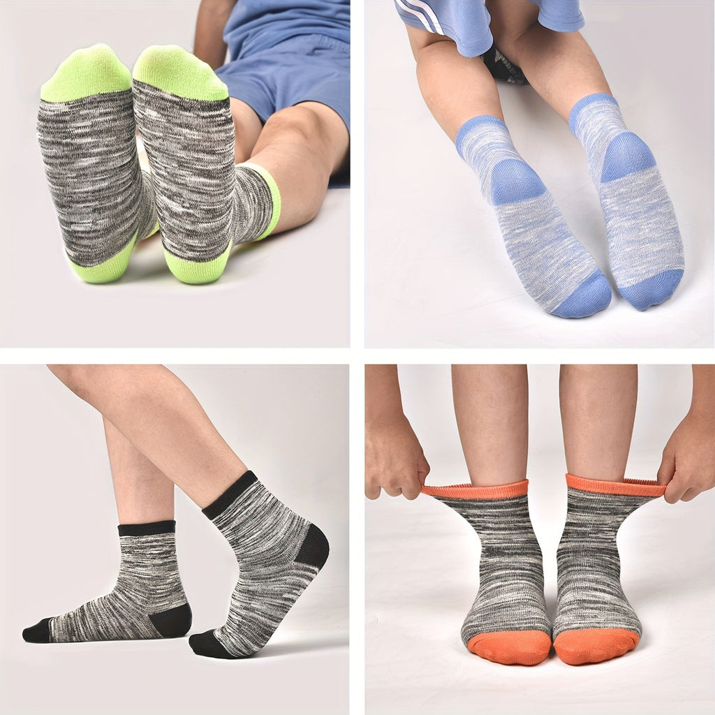 Boys' Crew Socks 20-Pair Pack in Assorted Colors and Patterns with Ribbed Cuffs for Everyday Casual Wear