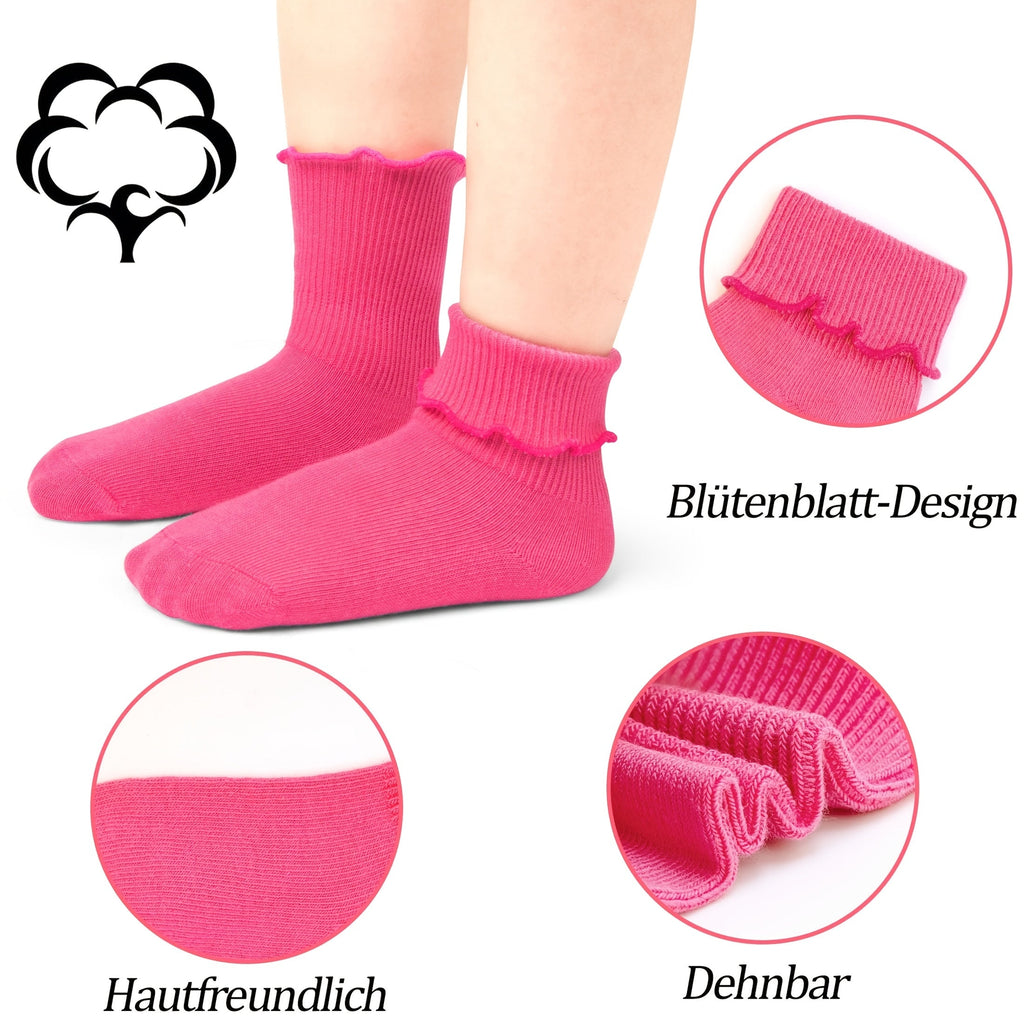 Girls' Crew Socks Twenty Four Pair Pack in Random Solid and Cartoon Styles for Everyday Shoe Outfits