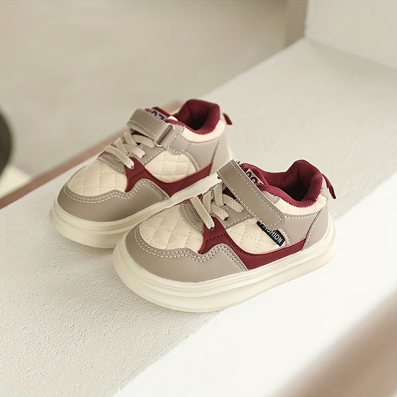 Kids' Casual Sneakers with Quilted Toe Panels and Instep Straps in Pink, Black or Red Everyday Styles