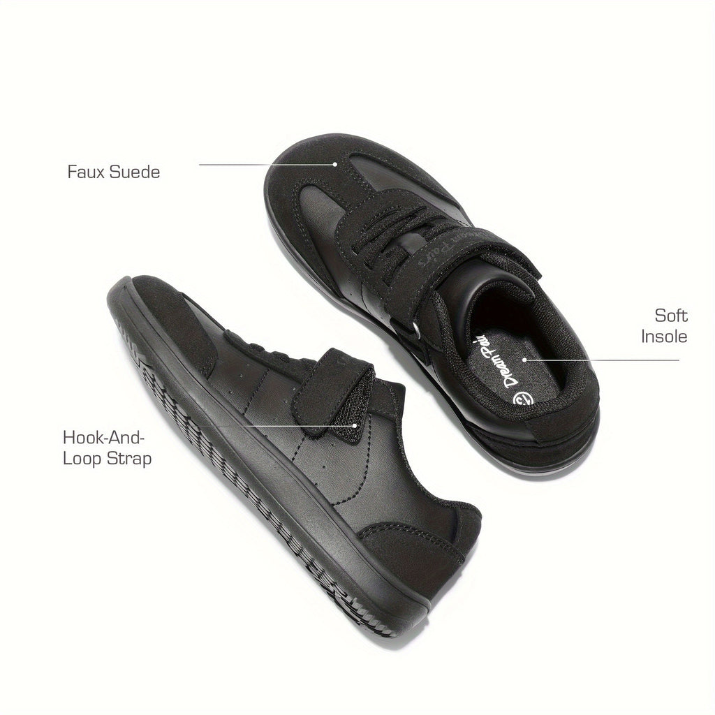 Kids Wide Toe Sneakers with Hook-and-Loop Straps and Low-Drop Soles for Everyday Casual Walking