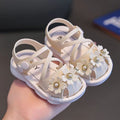 Baby Flower Sandals with Crossed Front Straps and White Soles for Soft Pastel Summer Outfit Styling