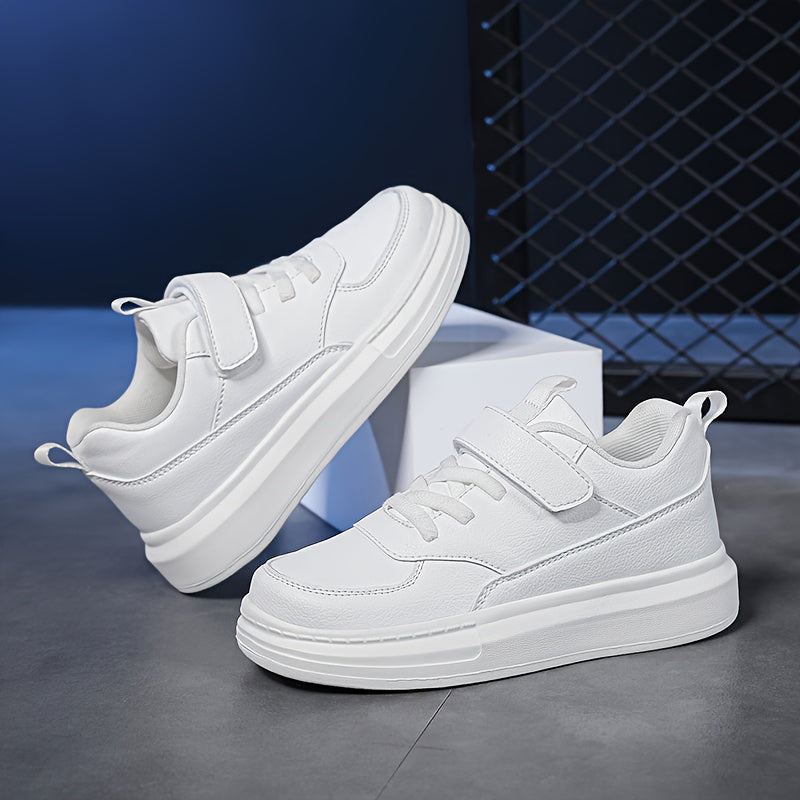 Kids Strap Sneakers with Tonal Panels and Rear Pull Tabs in Black or White for Everyday School Outfits