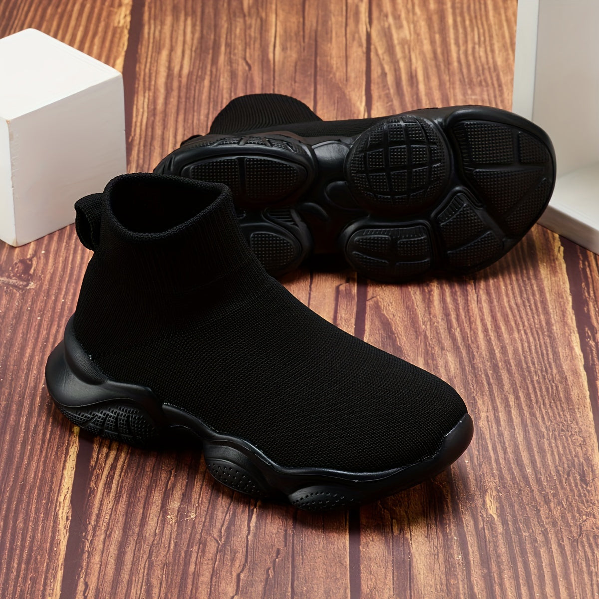 Kids Sock Sneakers with Ribbed High-Top Cuffs and Sculpted Soles for School Days and Casual Outfits