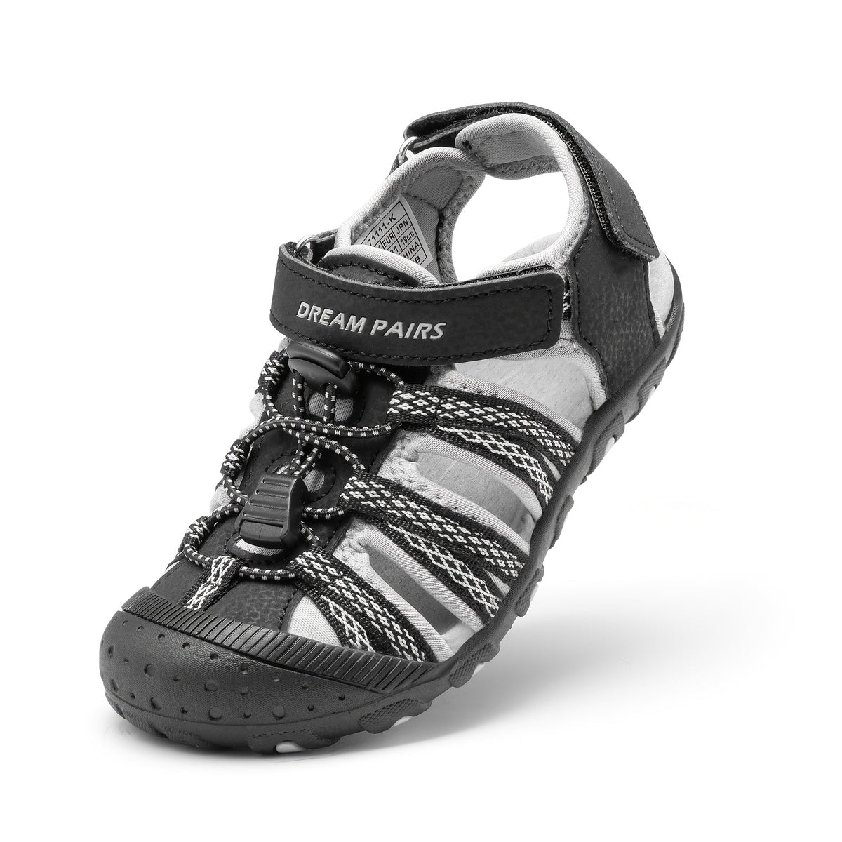 Kids' Closed-Toe Sport Sandals with Bungee Laces and Adjustable Ankle Straps for Summer Outdoor Play