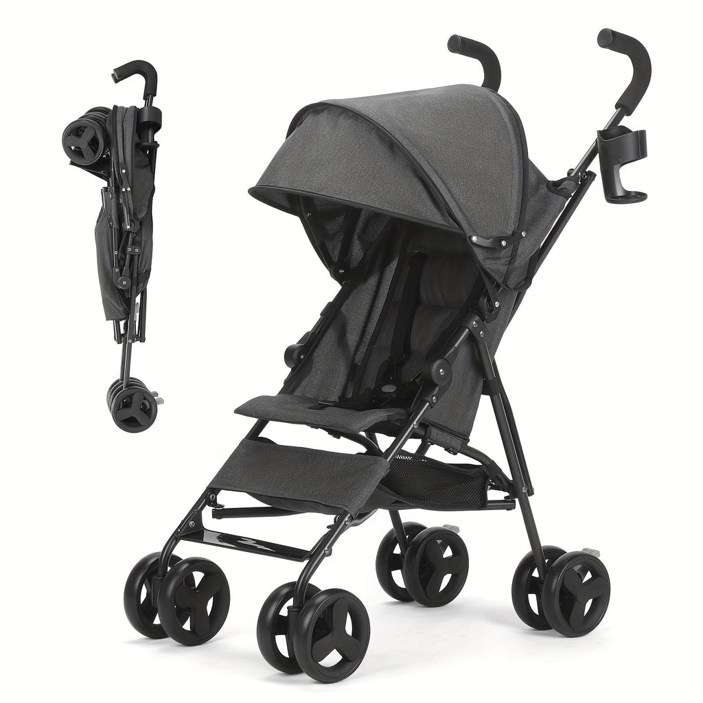 Lightweight Umbrella Stroller with a Compact Folding Frame and Sun Canopy in Dark Green, Pink or Gray
