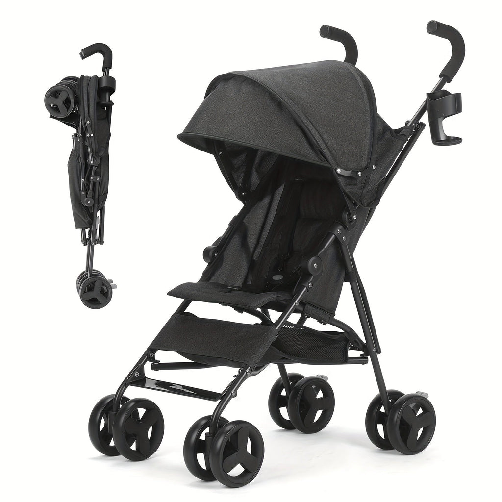 Lightweight Umbrella Stroller with a Compact Folding Frame and Sun Canopy in Dark Green, Pink or Gray