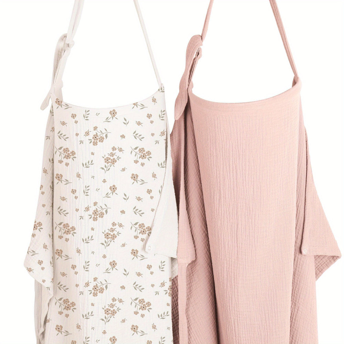 Cotton Muslin Nursing Cover Two-Pack in Pink and Blossom Print with Structured Neckline for Easy Viewing