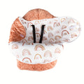 Hooded Stroller Wrap Blanket with Foldover Wings and Harness Openings in Rainbow or Geometric Leaf Print
