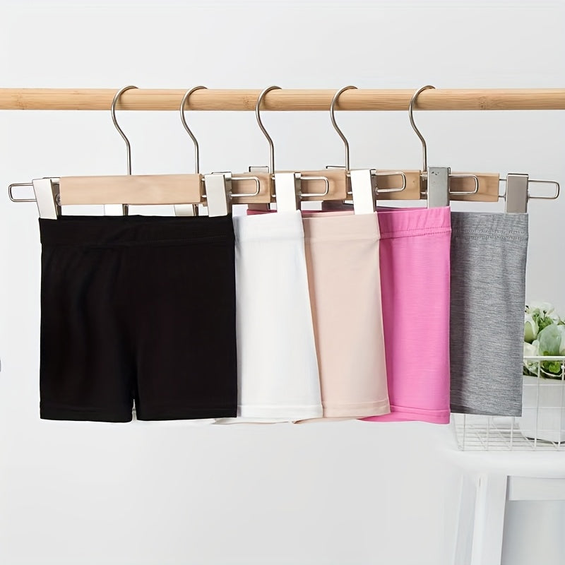 Girls' Six-Pack Modal Bike Shorts in Black or Mixed Colors with Elastic Waists for Dance and Layering