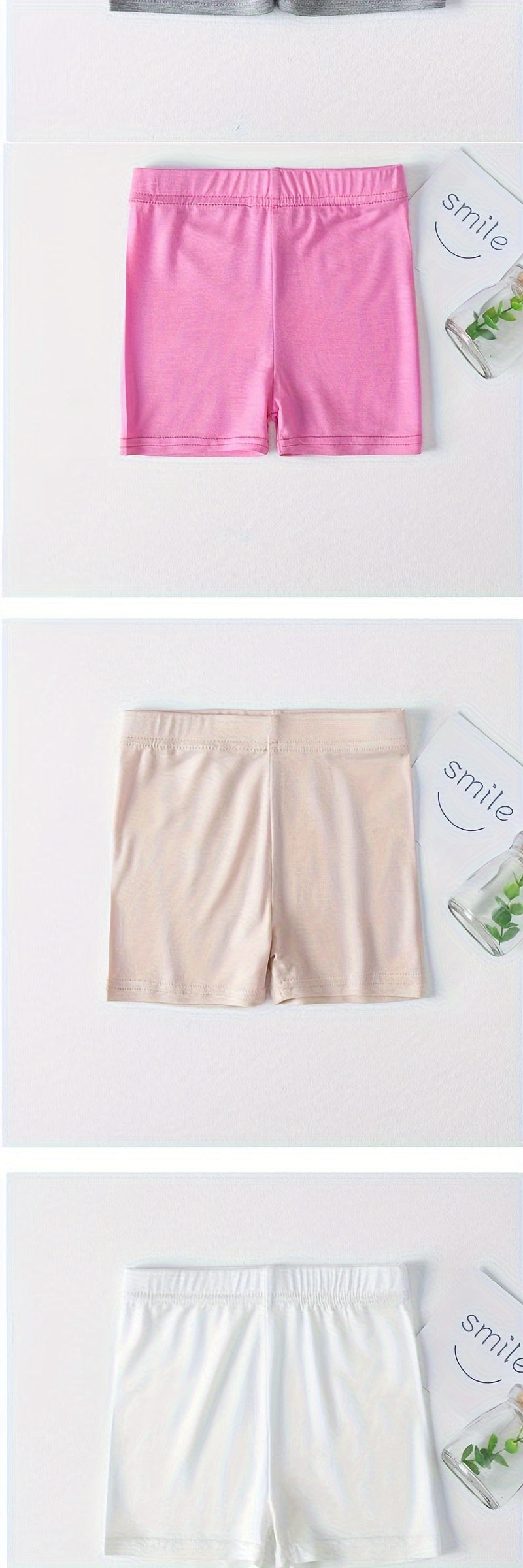 Girls' Bike Shorts 6-Pack with an Elastic Waist in Black or Mixed Colors for Everyday Under-Dress Layering
