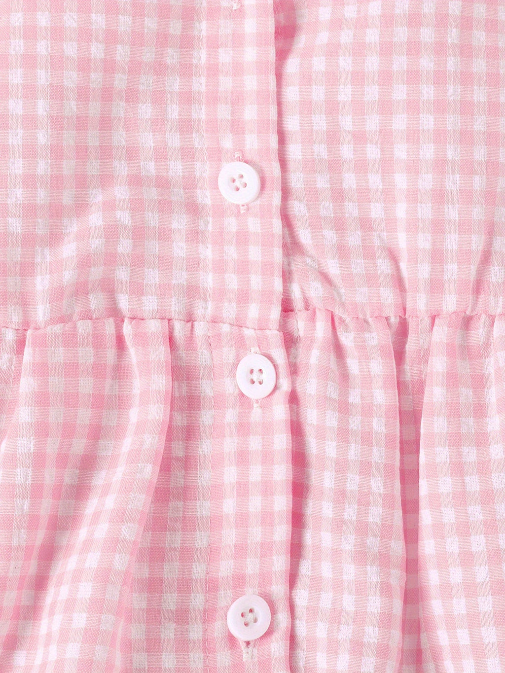 Girls' Pink Gingham Bow Top and Denim Shorts Set with Ruffled Sleeveless Styling for Warm Weather Outfits