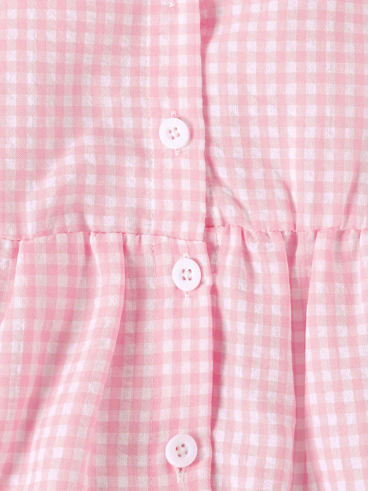 Girls' Pink Gingham Bow Top and Denim Shorts Set with Ruffled Sleeveless Styling for Warm Weather Outfits